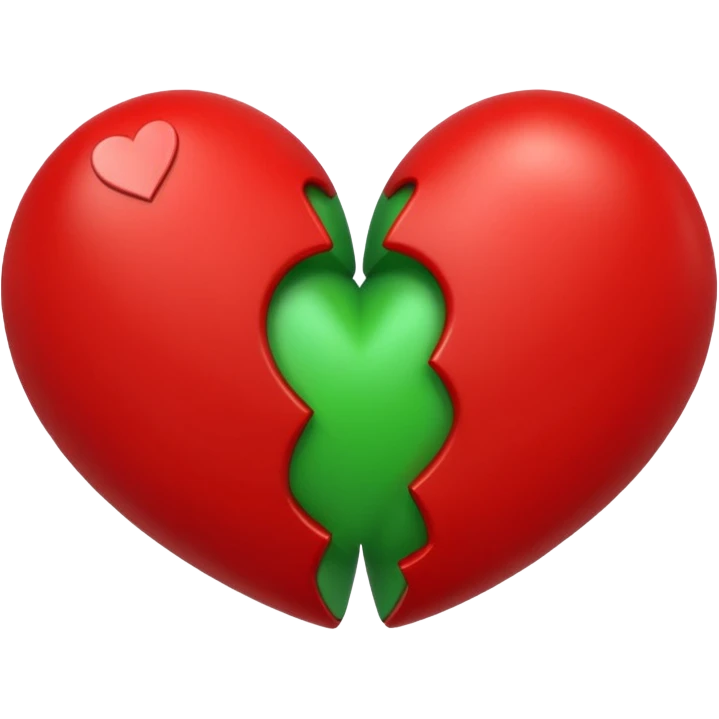 two hearts orbiting around each other. one is red, the other is green emoji