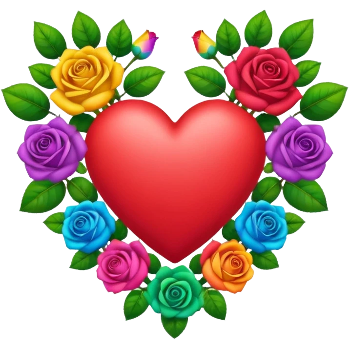 Heart with rainbow roses & leaves emoji