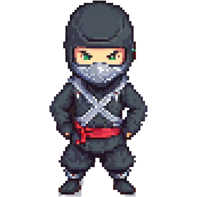 masked ninja, pixel art style, action pose emoji