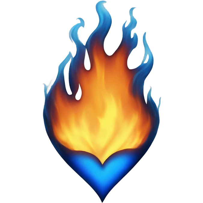 sheer Blue heart surrounded by flames emoji