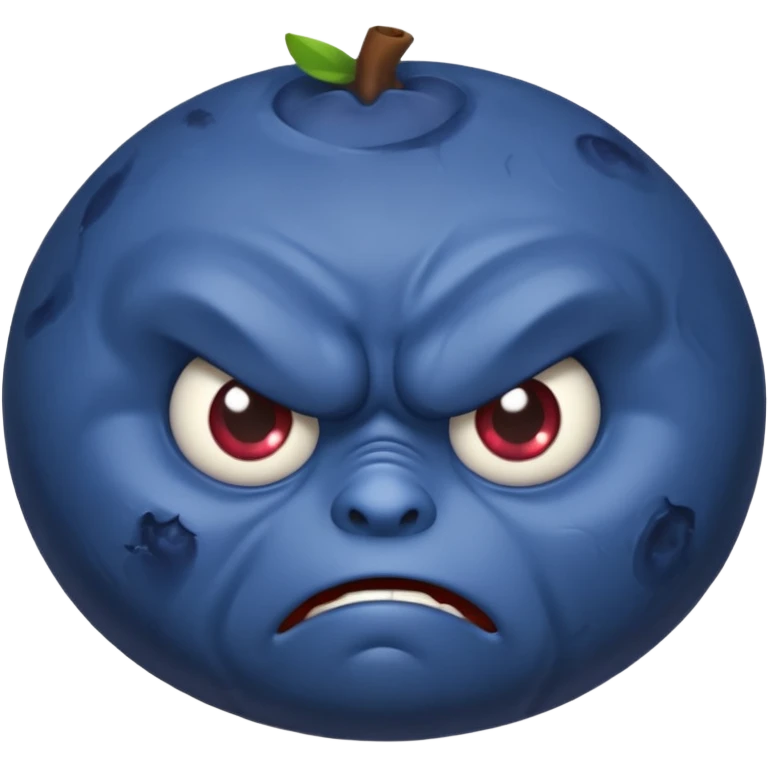 blueberry with a serious angry expression emoji
