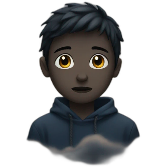 lonely boy under dark sky; nose long of 5 cm emoji