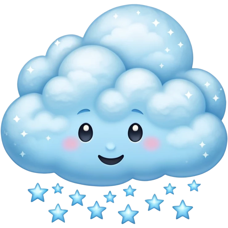 pastel blue cloud with sparkling stars emoji