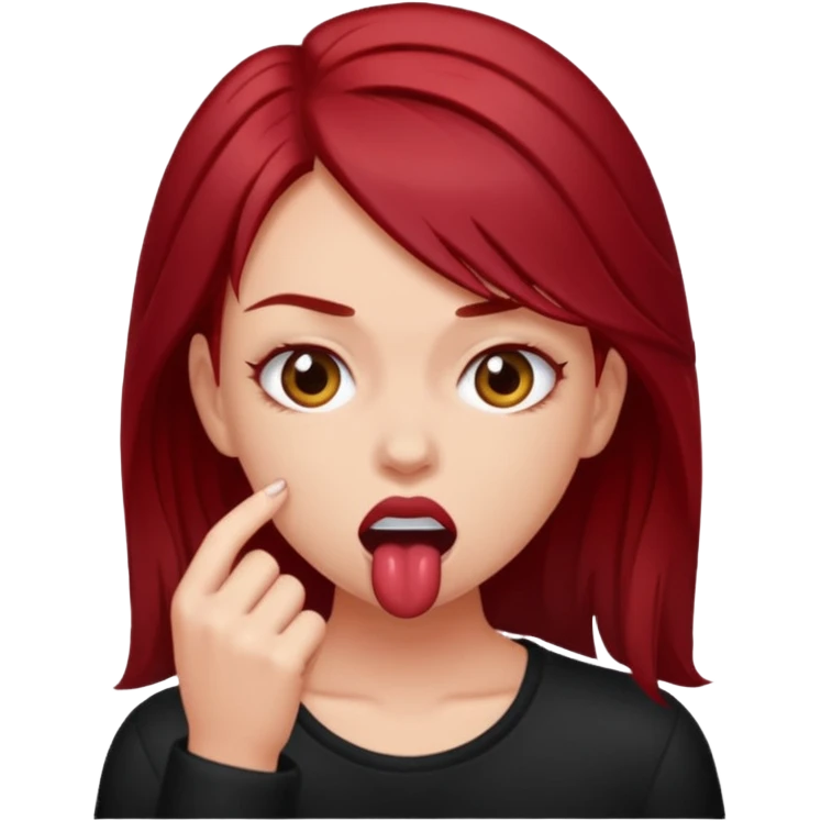 Dark red haired girl biting her lip sexually and aggressively  emoji