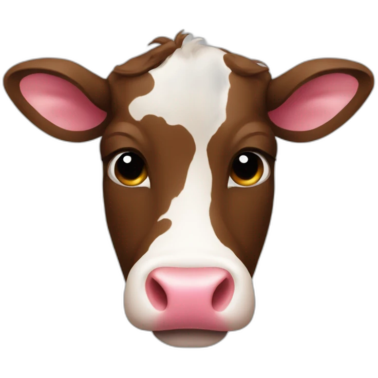 a cow face with pink nose and brown hair emoji