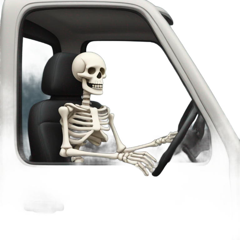 Skeleton driving a truck ￼ emoji