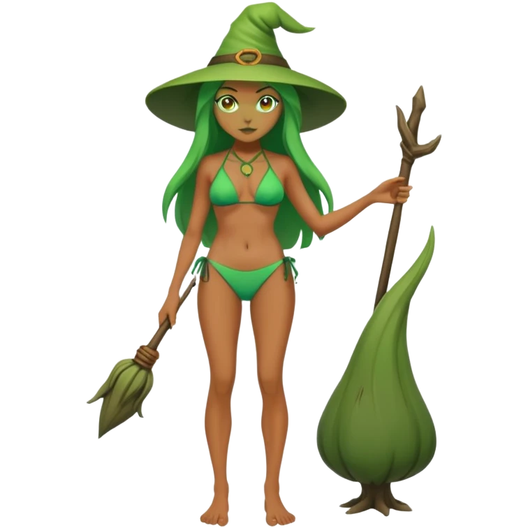 Full body green witch woman wearing bikini emoji