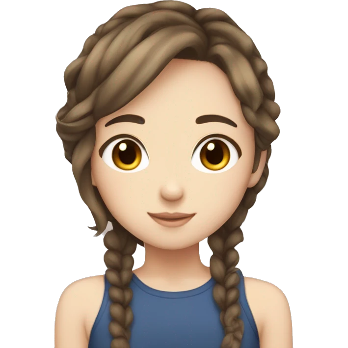 Cute anime girl with brunette hair and highlights emoji