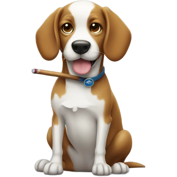 A dog with a smoking stick emoji