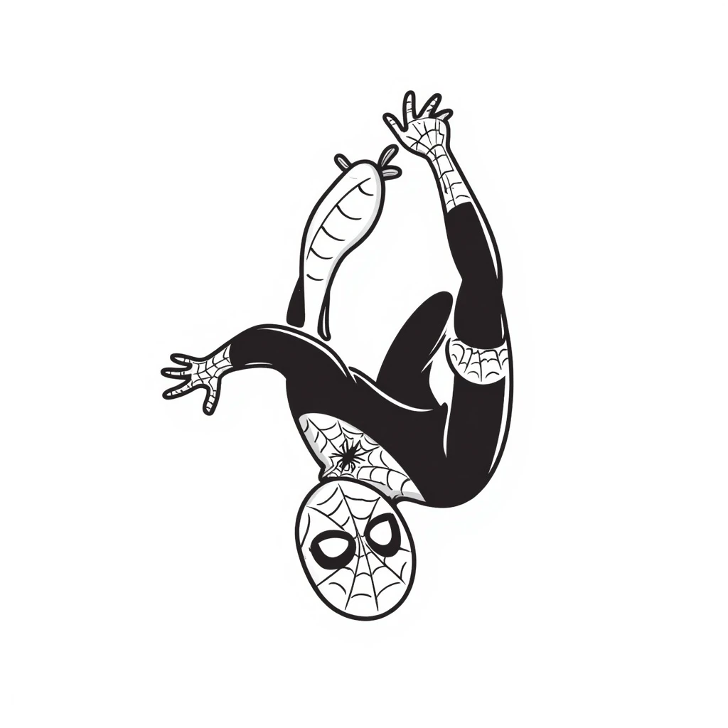 Spiderman in a dynamic action pose, hand-drawn doodle style emoji