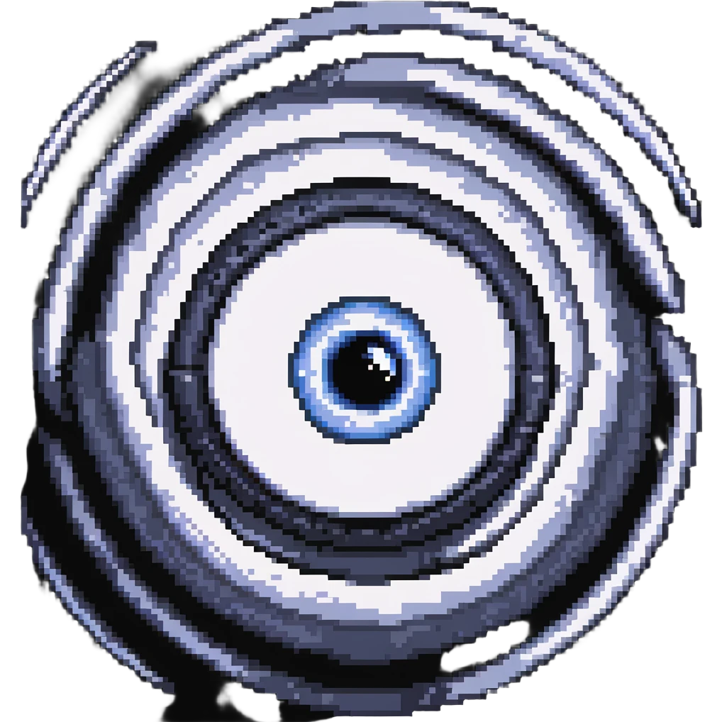 Pixel art dizzy eyeball with spiral emoji