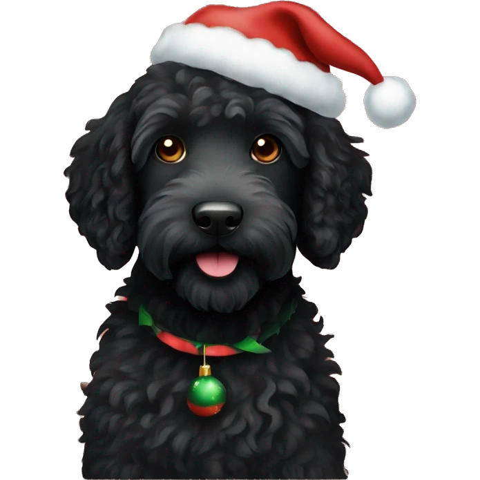 black labradoodle with christmas emoji