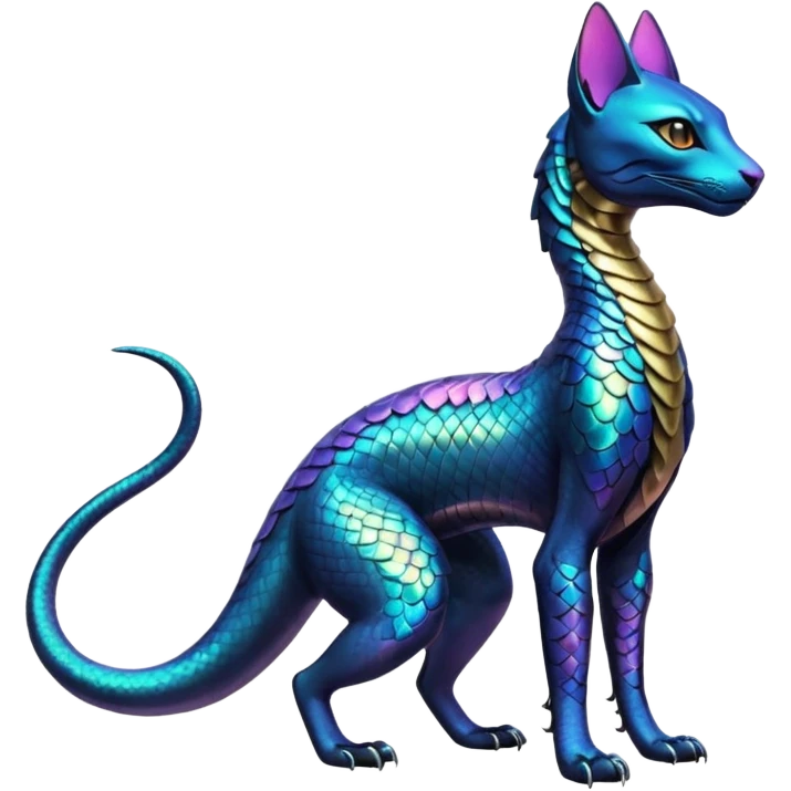 Futuristic Ethereal Beautiful Salandit-Bastet-Fakémon-hybrid-creature (full body)  emoji