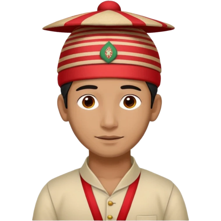 man wearing a Nepali Dhaka topi with stripes and design on it emoji