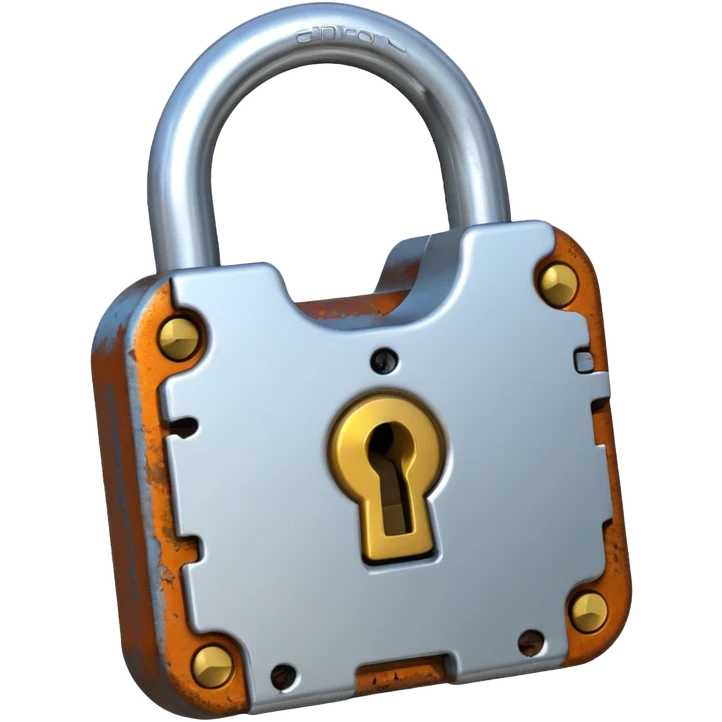 Digital glitch art style emoji, corrupted padlock emoji