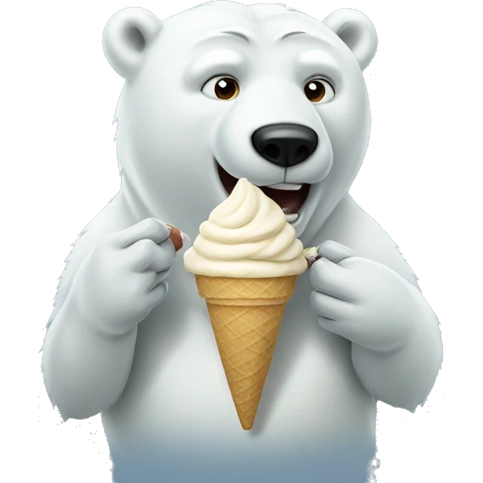 Polar bear eating ice cream emoji