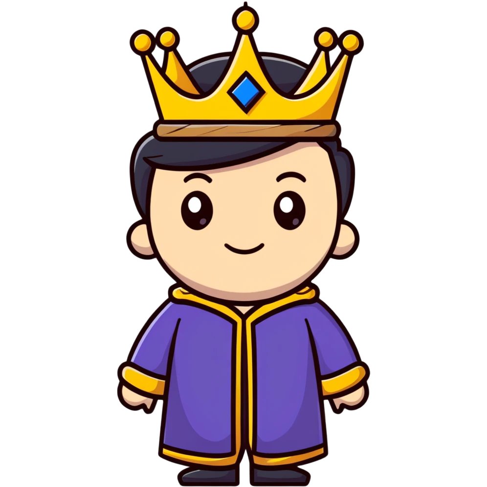 king with crown and royal robe emoji