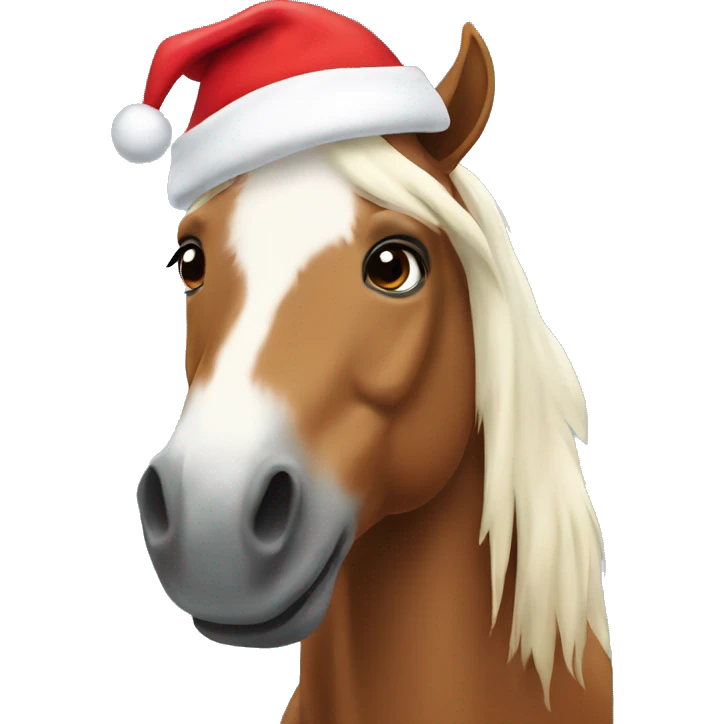 Horse with Santa hat emoji
