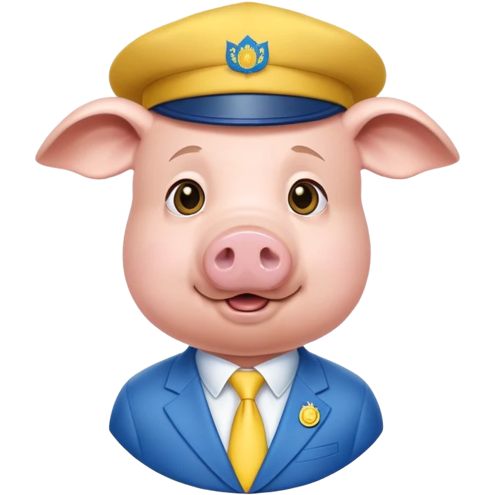 pig body with President Zelensky's face wearing a hat with yellow and blue colors emoji