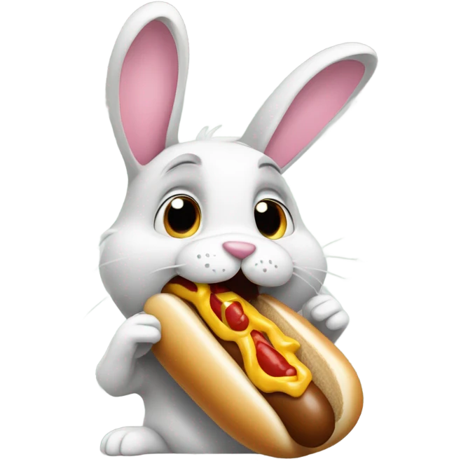 bunny eating hotdog emoji
