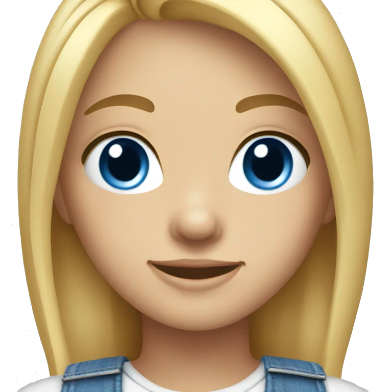 blonde girl in overalls smiling blue eyes emoji