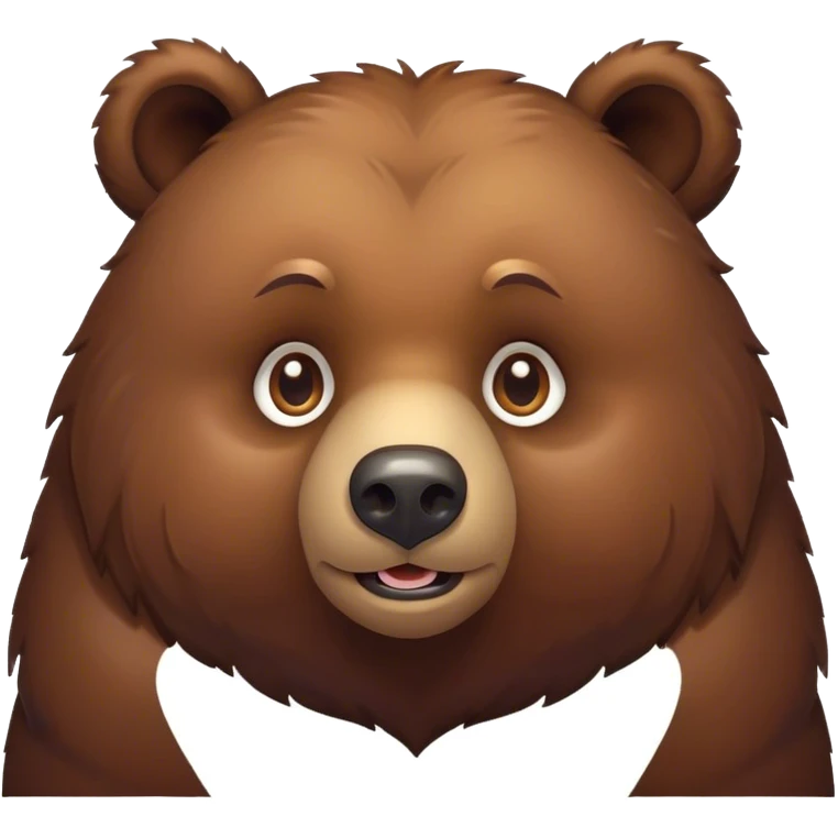 Cinematic Cute Grizzly Bear Portrait Emoji, Head tilted playfully and inquisitively, featuring a dense, rugged deep brown fur with a gentle, curious expression in round, sparkling eyes, Simplified yet irresistibly adorable features, highly detailed, glowing with a warm, friendly glow, high shine, affectionate and surprisingly gentle, stylized with a touch of wild whimsy, bright and endearing, soft glowing outline, capturing the essence of a mischievous yet loving bear, so playful it feels like it could amble out of the screen and into your arms! emoji