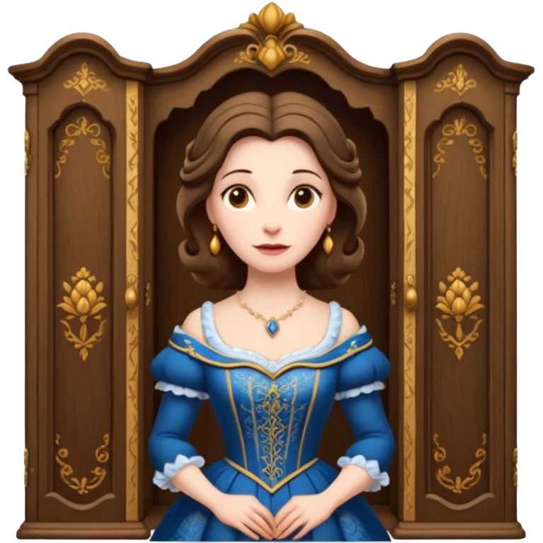 A middle-aged lady character from the fairy tale Beauty and the Beast — she was turned into a wardrobe by magic, while retaining the wardrobe's original form and having an anthropomorphic face. emoji