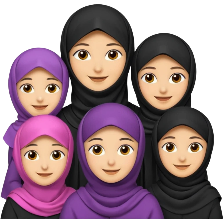 muslim family emoji , with the women wearing niqab, niqab = face cover emoji