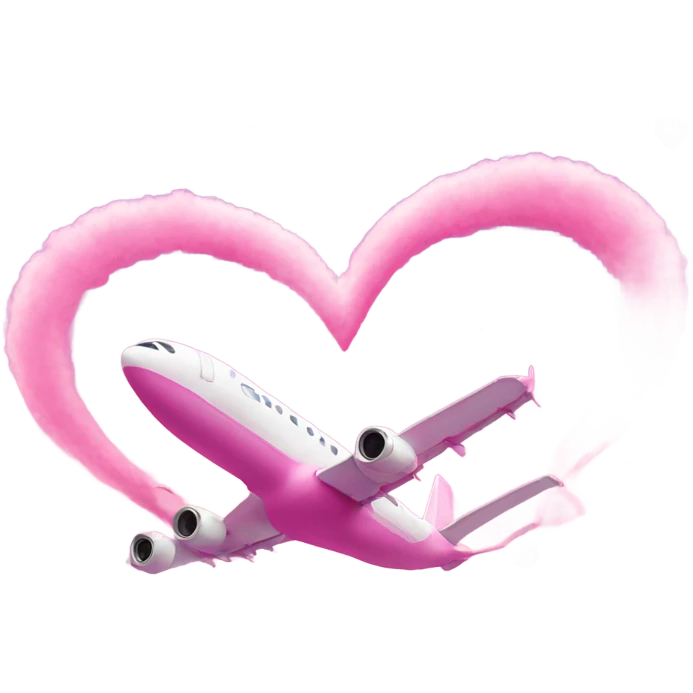 Pink plane drawing heart trail in sky emoji