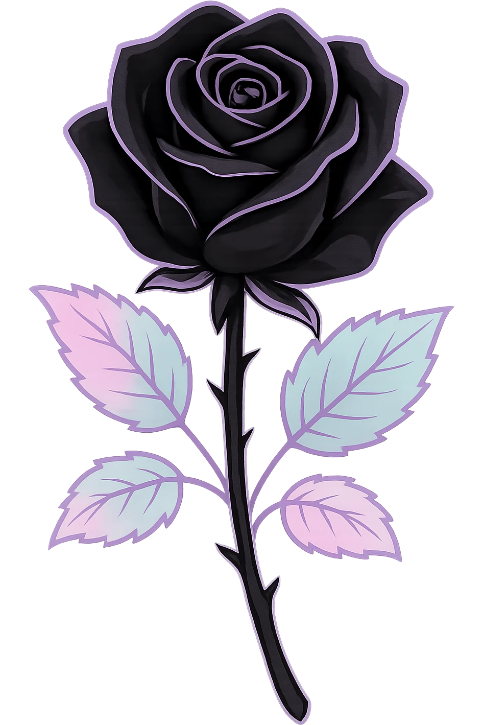 pastel goth black rose, remove background emoji