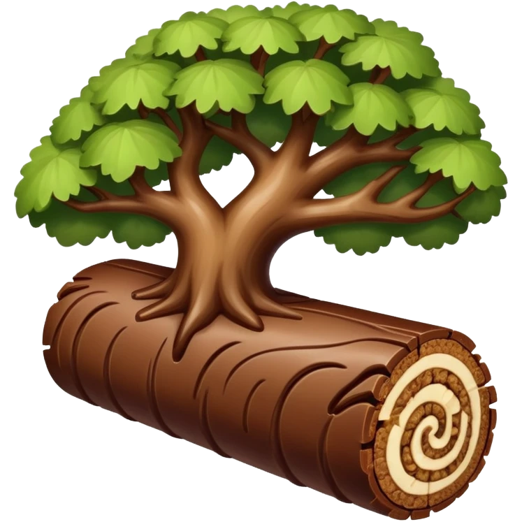 Oblong Tree-log-shaped-chocolate with marsipan swirled inside and with walnuts on top  without leaves emoji
