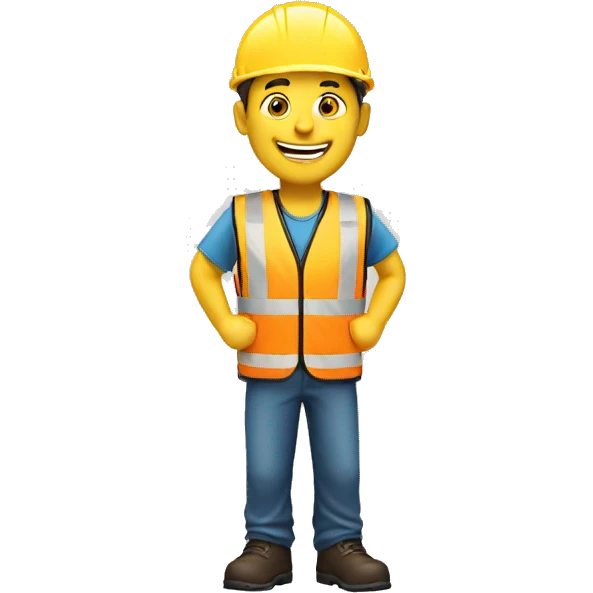 Pleased man with safety vest emoji