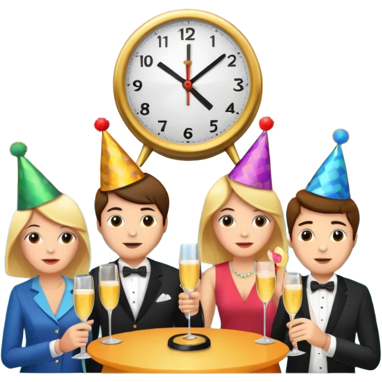 party, alarm clock, sunset emoji