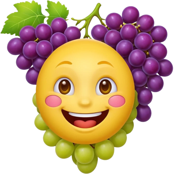 Yellow circular emoji eating grapes emoji