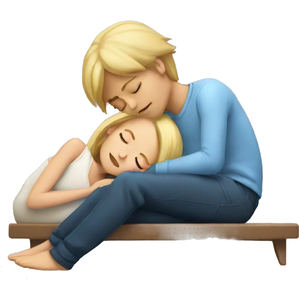 Blonde girl sleeping with brunette boy sleeping with her emoji