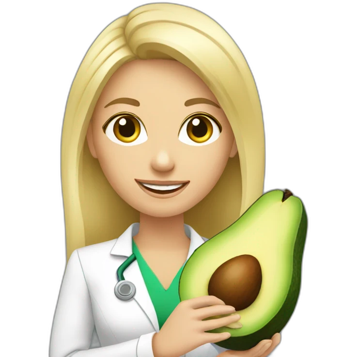 blonde dietitian holding avocado emoji