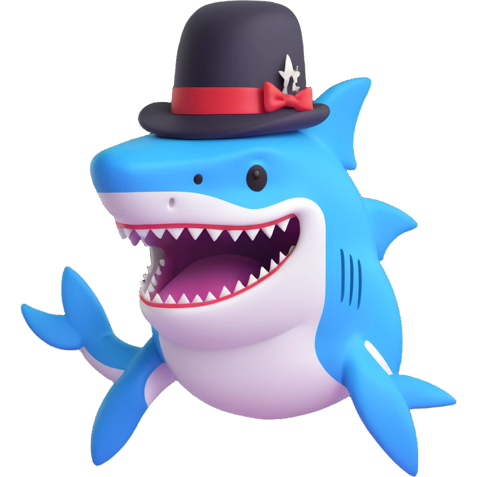 shark with a top hat emoji