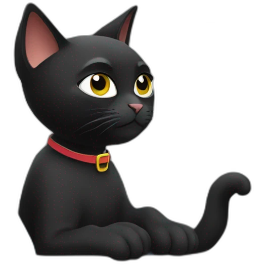 A black cat sitting in an airplane seat watching a movie emoji