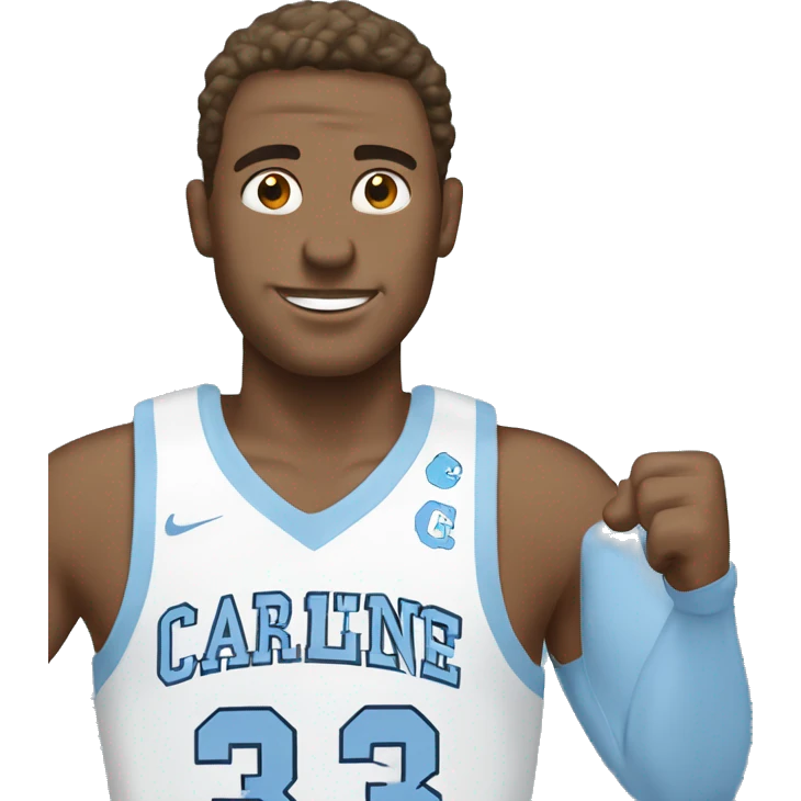 White male wearing North Carolina Tar Heels emoji