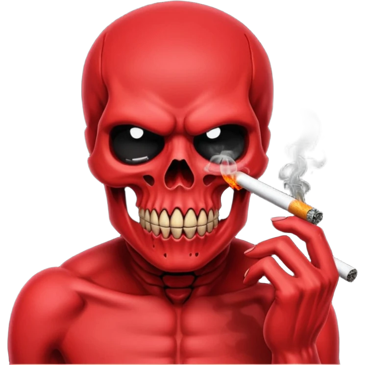 Scary red skull with body and smoking full red  emoji