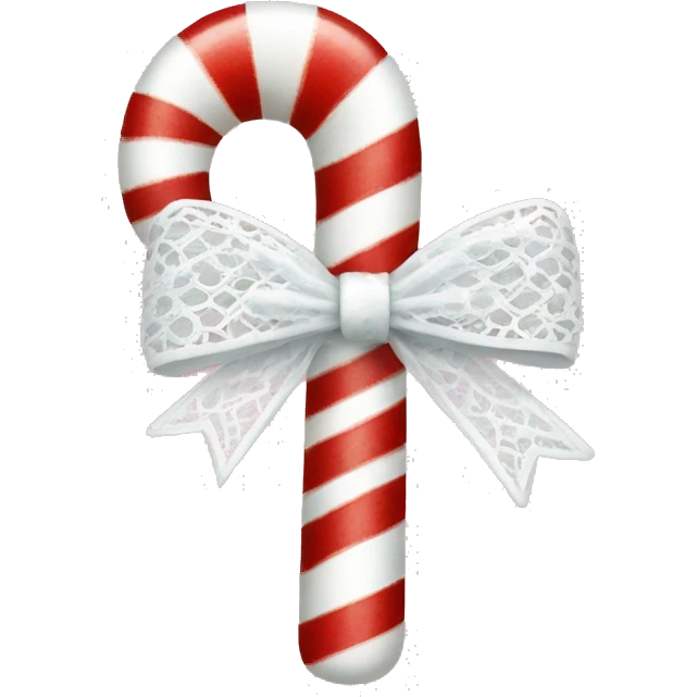 pretty candy cane with a lacy white bow emoji