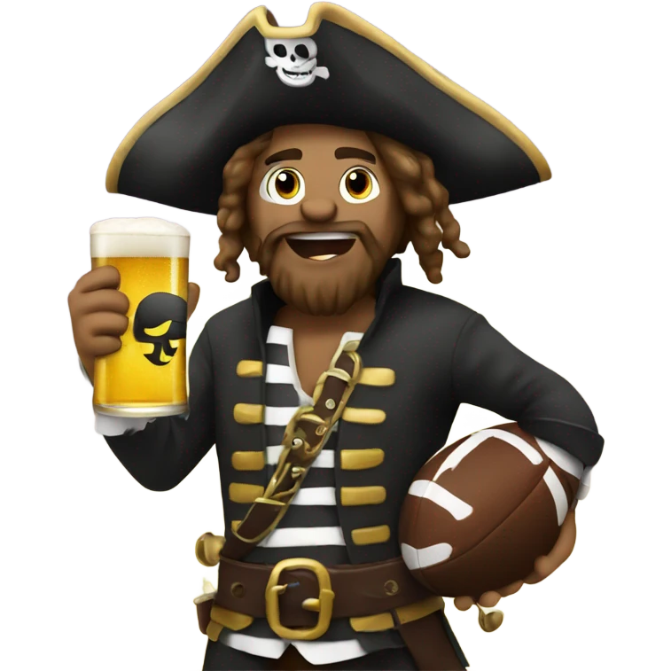 Pirate with a football and a beer emoji