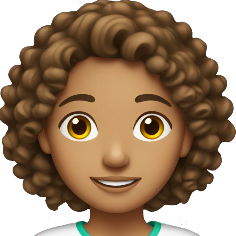 Mexican girl happy brown curly hair  emoji