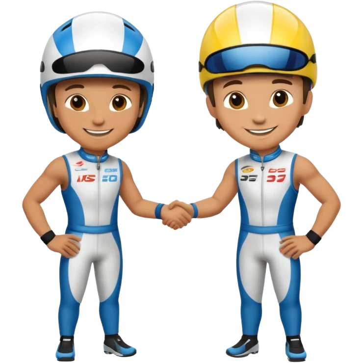 2 racers in gear shaking hands emoji