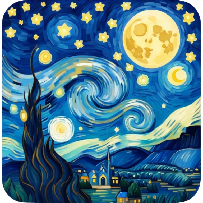 Van Gogh starry night moon emoji