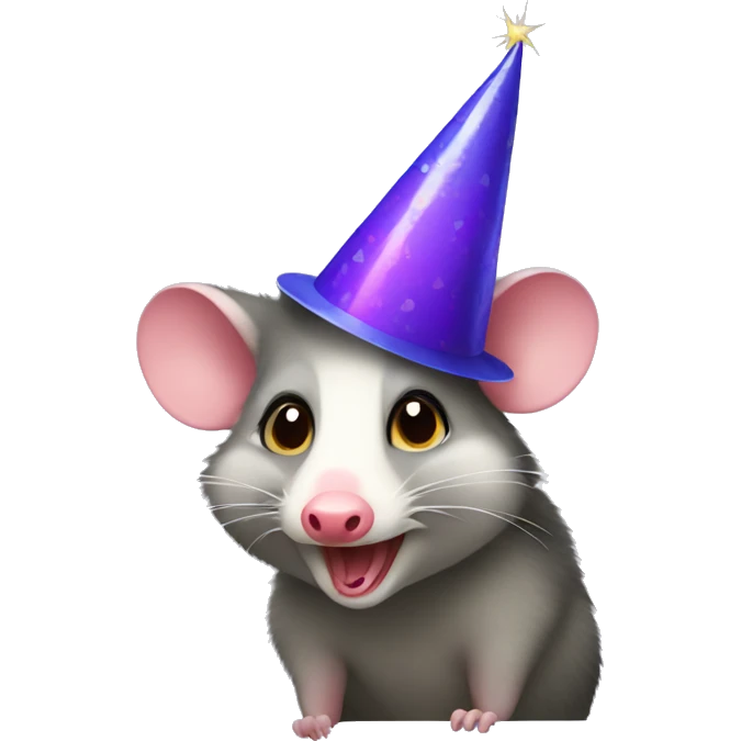 Possum wearing a party hat emoji