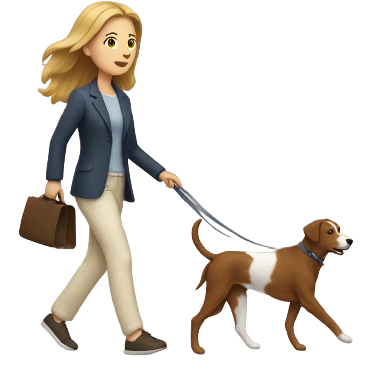 White woman walking one brown dog emoji