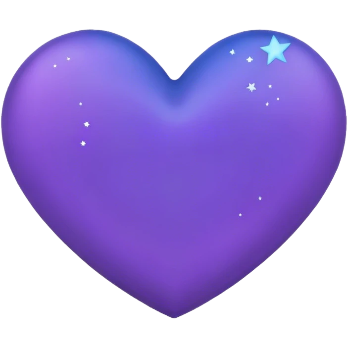 cœur bleu avec un contour mauve et des étoiles noires au-dessus emoji