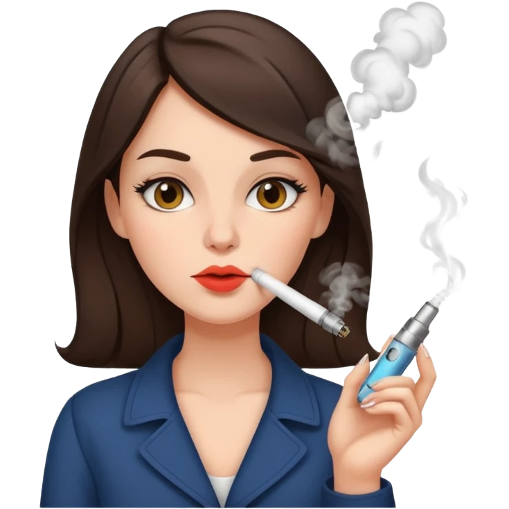 Brunette female smoking a vape emoji