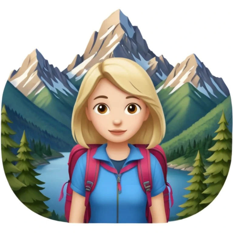 girl back packing mountains background  emoji